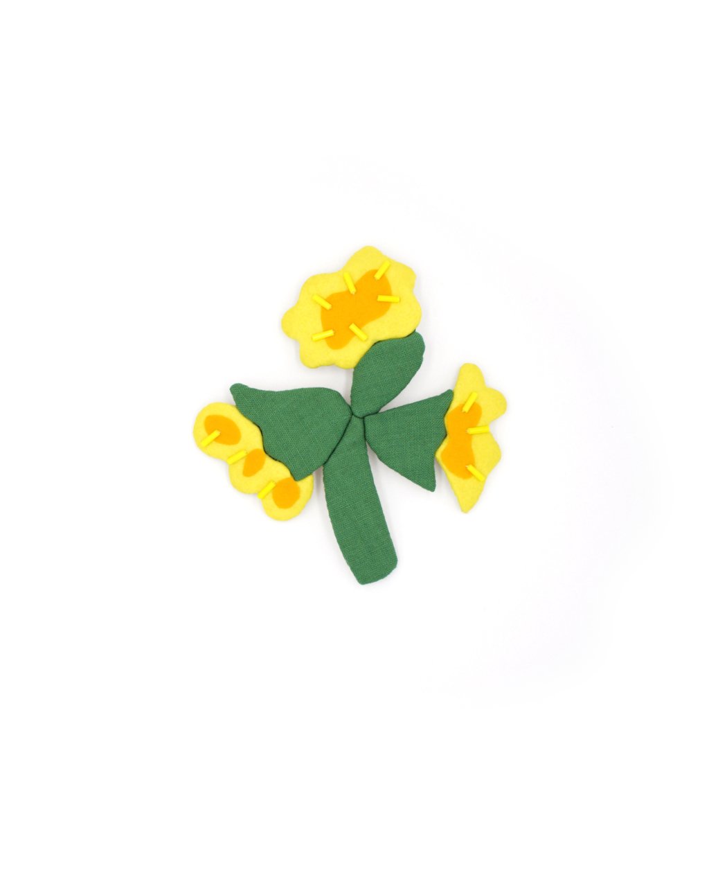 broche textile jaune et vert