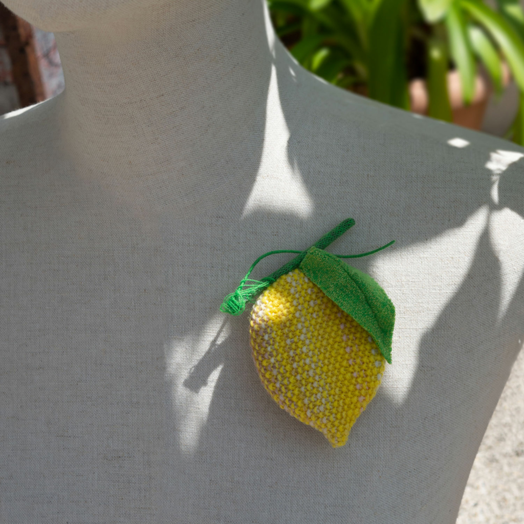 broche citron et feuille