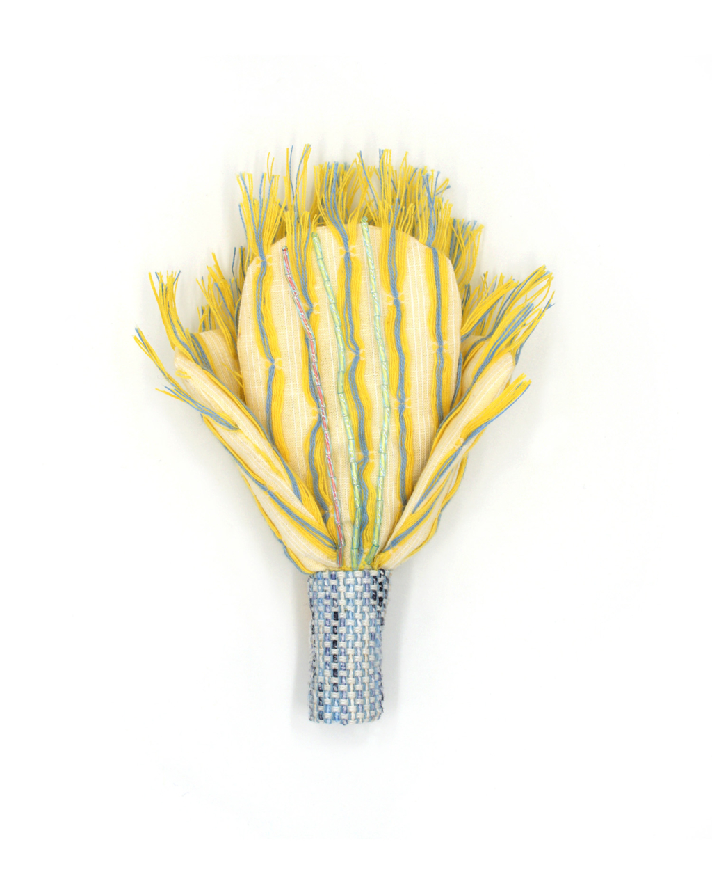 broche fleur jaune en tissu